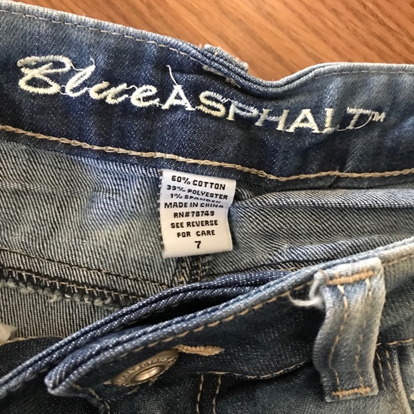 👑 BLUE ASPHALT ACID STYLE ANKLE ZIP JEANS SIZE 7 - Picture 3 of 3